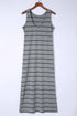 Stripe Print Open Back Sleeveless Maxi Dress With Slits